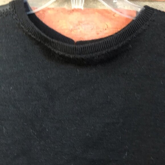 Anne Klein Vintage Y2K Wool Leather Cardigan Sweater Jacket Top Soft Black XL - Picture 7 of 16